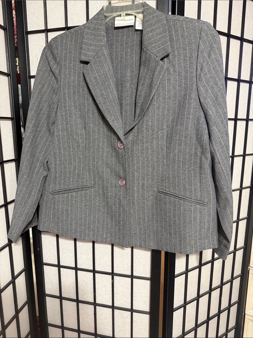 Alfred Dunner Gray Pinstripe Women's Blazer